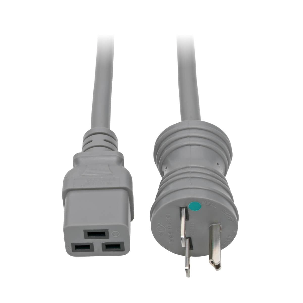 Tripp Lite Hospital-Grade Power Cord Lead Cable, Nema 6-15P To C19 - Heavy-Duty, Green Dot, 15A, 100-250V, 14 Awg, 1.83 M, Grey