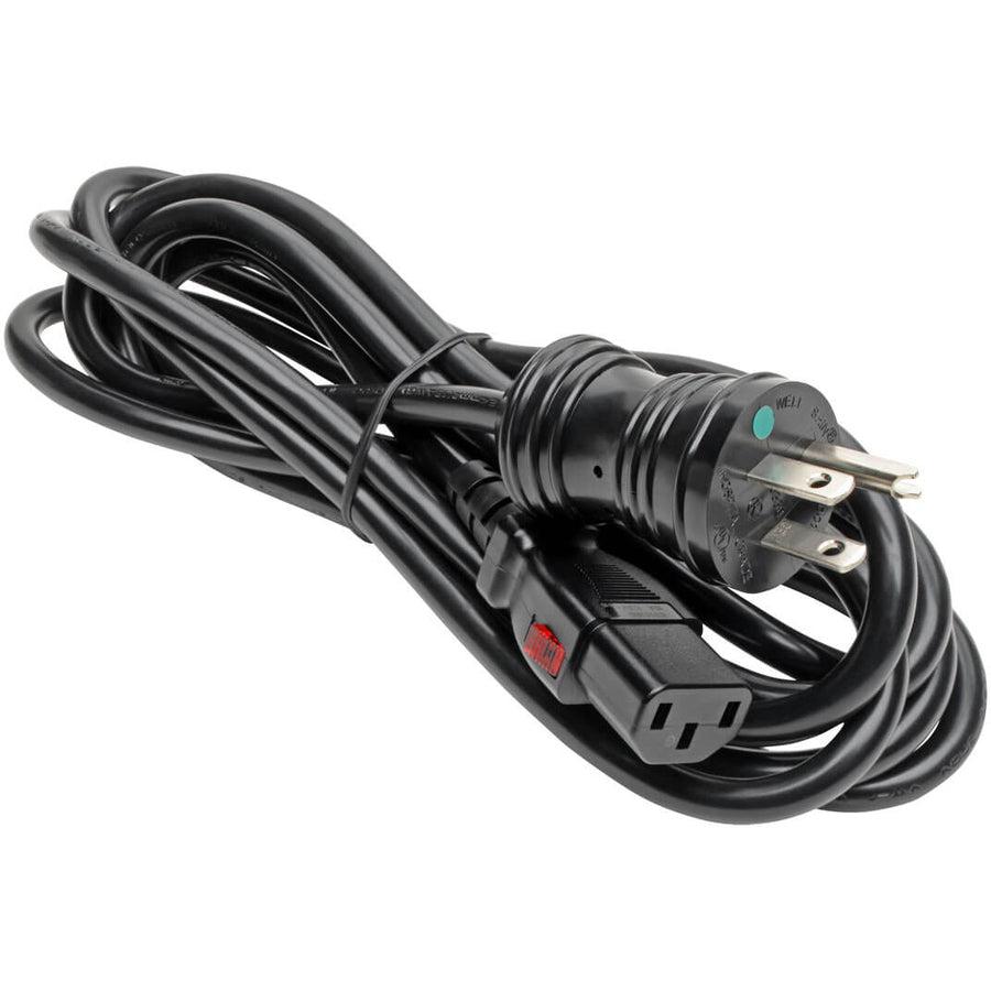 Tripp Lite Hospital-Grade Power Cord, Nema 5-15P To Locking Iec C13 - Green Dot, 10A, 125V, 18 Awg, 10 Ft., Black