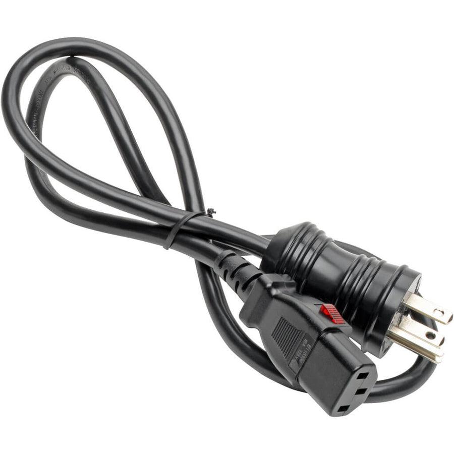 Tripp Lite Hospital-Grade Power Cord, Nema 5-15P To Locking Iec C13 - Green Dot, 10A, 125V, 18 Awg, 3 Ft., Black