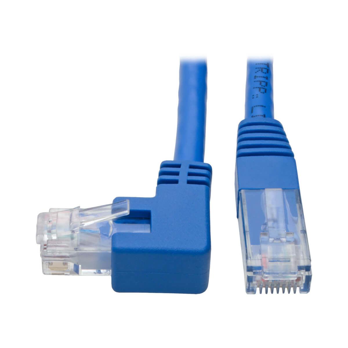 Tripp Lite Left-Angle Cat6 Gigabit Molded Utp Ethernet Patch Cable (Rj45 Left-Angle M To Rj45 M), Blue, 0.31 M