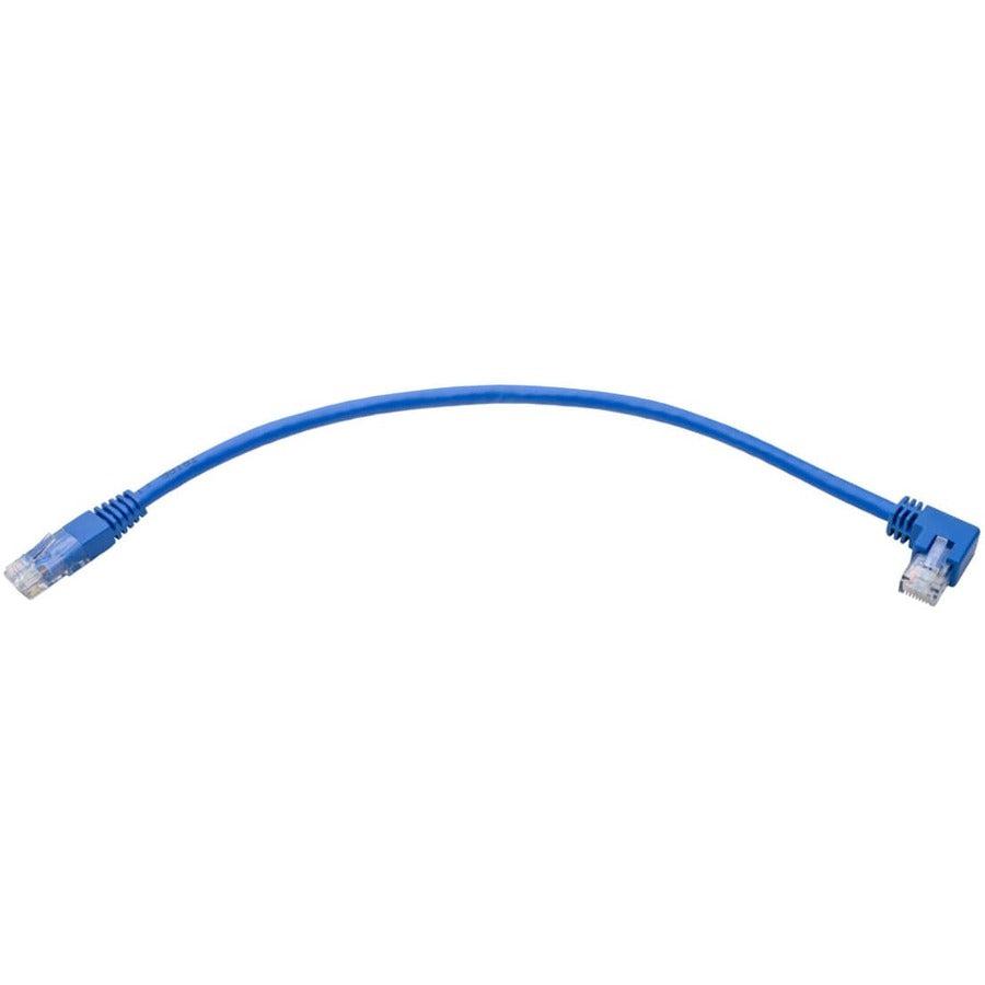 Tripp Lite Left-Angle Cat6 Gigabit Molded Utp Ethernet Patch Cable (Rj45 Left-Angle M To Rj45 M), Blue, 0.31 M