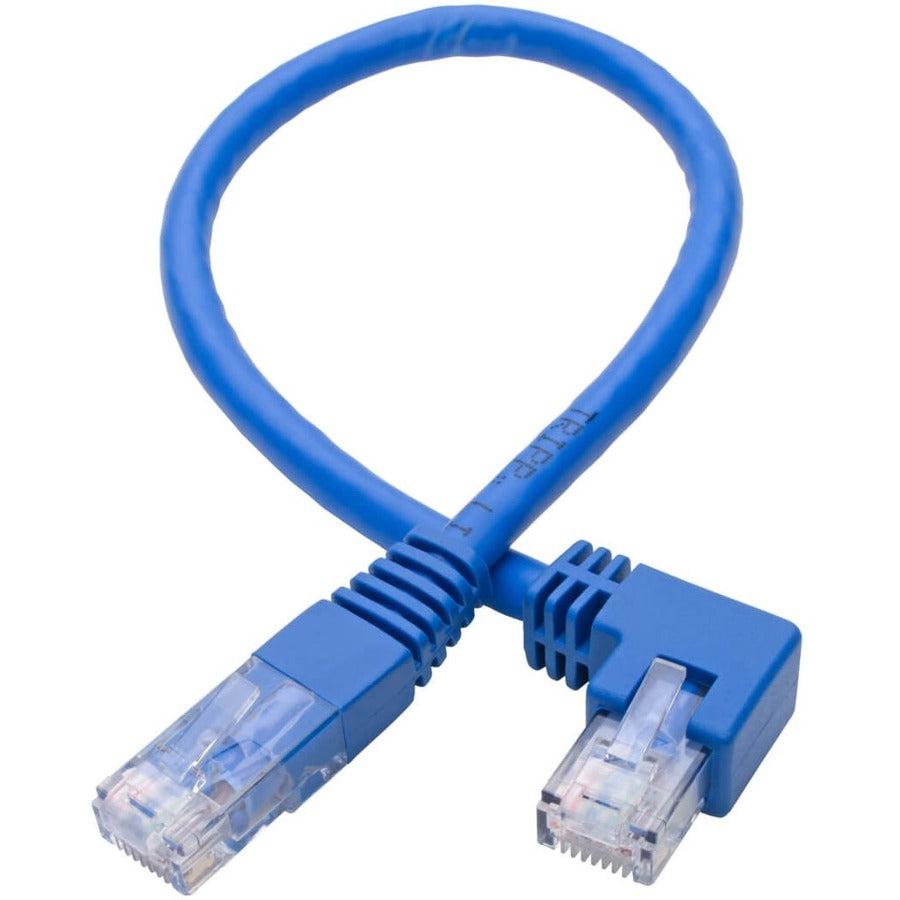 Tripp Lite Left-Angle Cat6 Gigabit Molded Utp Ethernet Patch Cable (Rj45 Left-Angle M To Rj45 M), Blue, 0.31 M