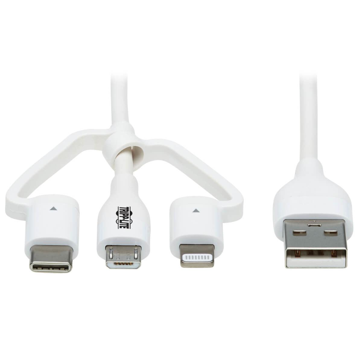 Tripp Lite M101Ab-004-Lmcw Safe-It Universal Usb-A To Lightning, Usb Micro-B And Usb-C Sync/Charge