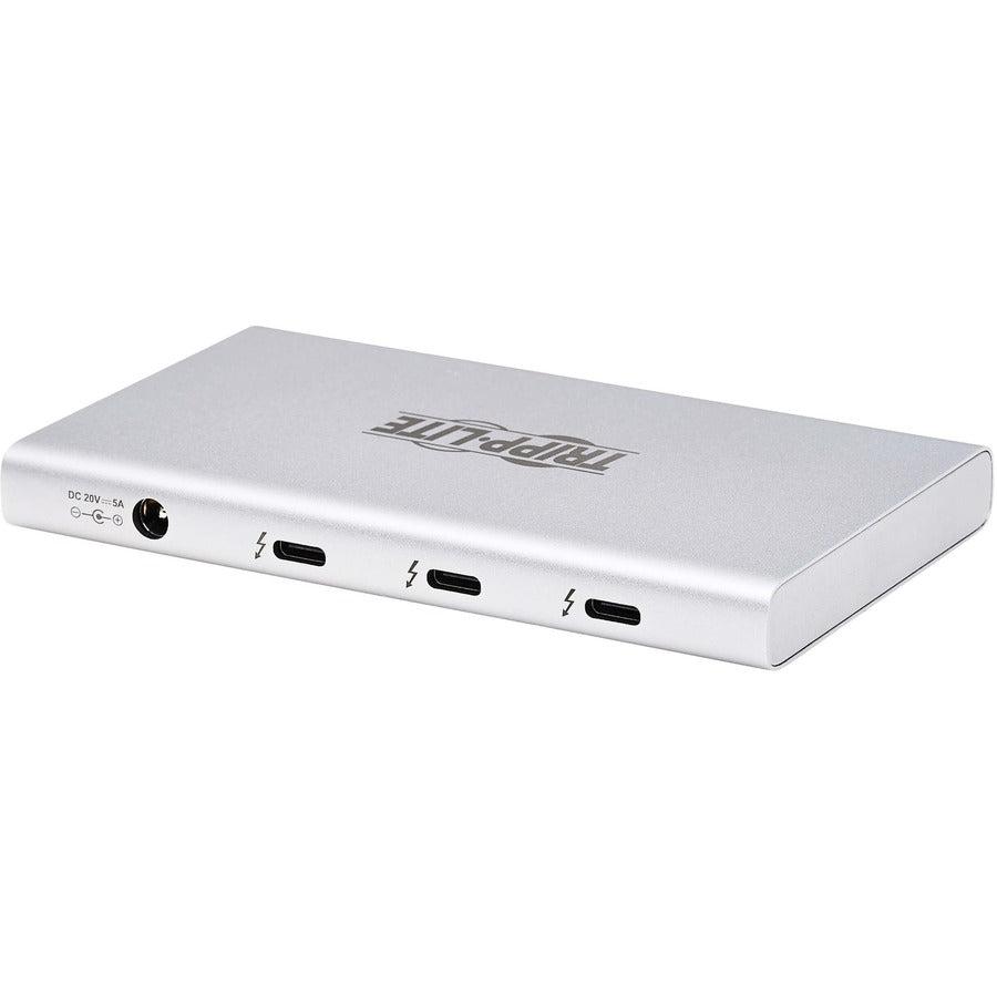 Tripp Lite Mtb4-Hub3-01 4-Port Thunderbolt 4 Hub - 8K, 2X 4K 60 Hz, Usb 3.2 Gen 2, Usb-A Port, 100W Charging, Gray