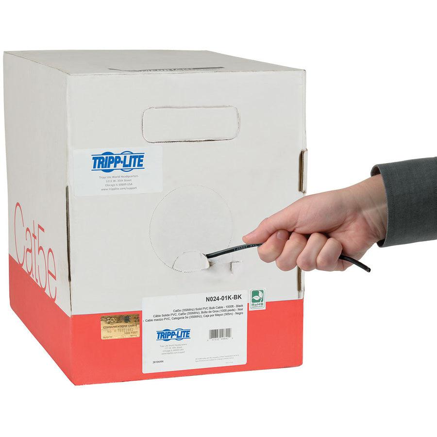 Tripp Lite N024-01K-Bk Cat5E 350 Mhz Solid Core Plenum-Rated (Utp) Pvc Bulk Ethernet Cable - Black, 1000 Ft. (304.8 M)