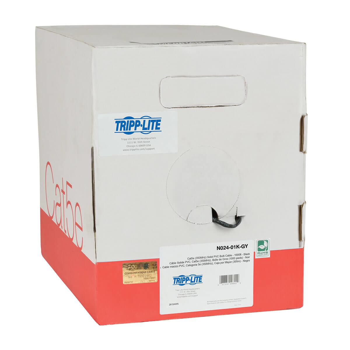 Tripp Lite N024-01K-Gy Cat5E 350 Mhz Solid Core Plenum-Rated (Utp) Pvc Bulk Ethernet Cable - Gray, 1000 Ft. (304.8 M)