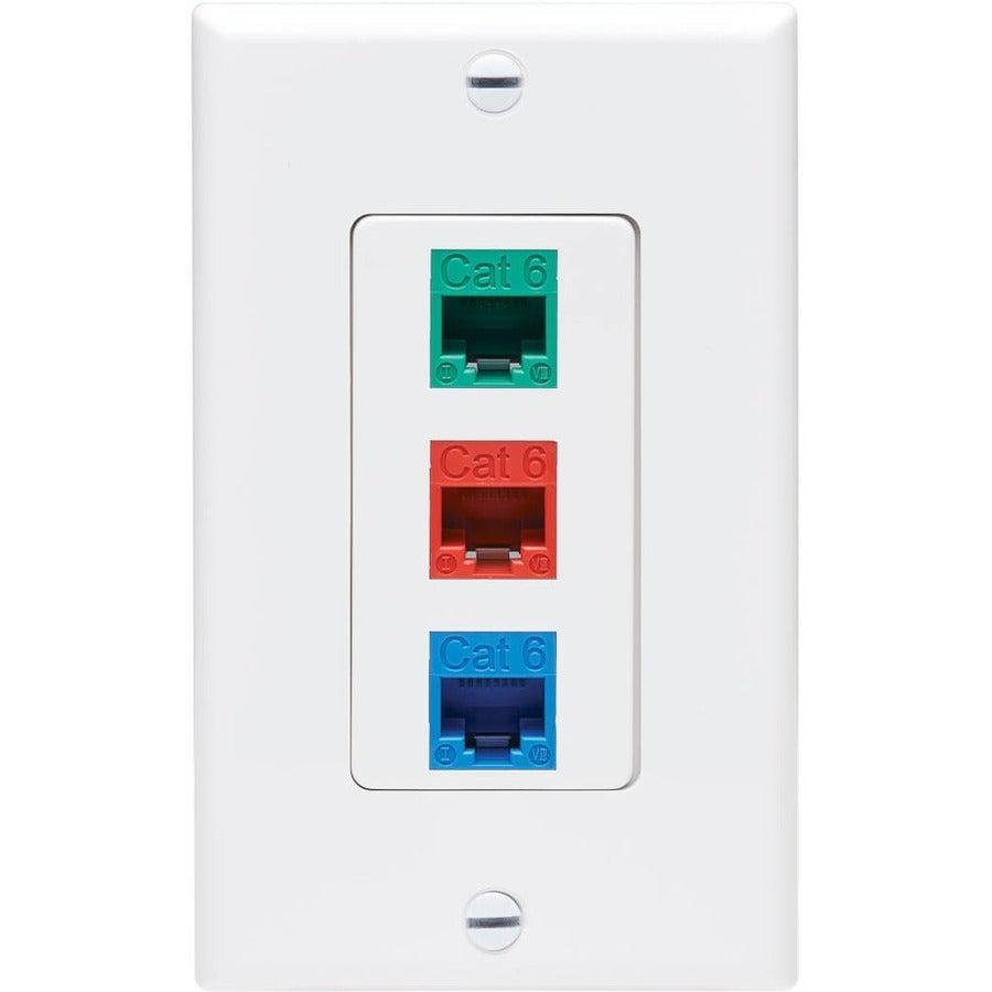 Tripp Lite N042D-003V-Wh Center Plate Insert, Decora Style - Vertical, 3 Ports