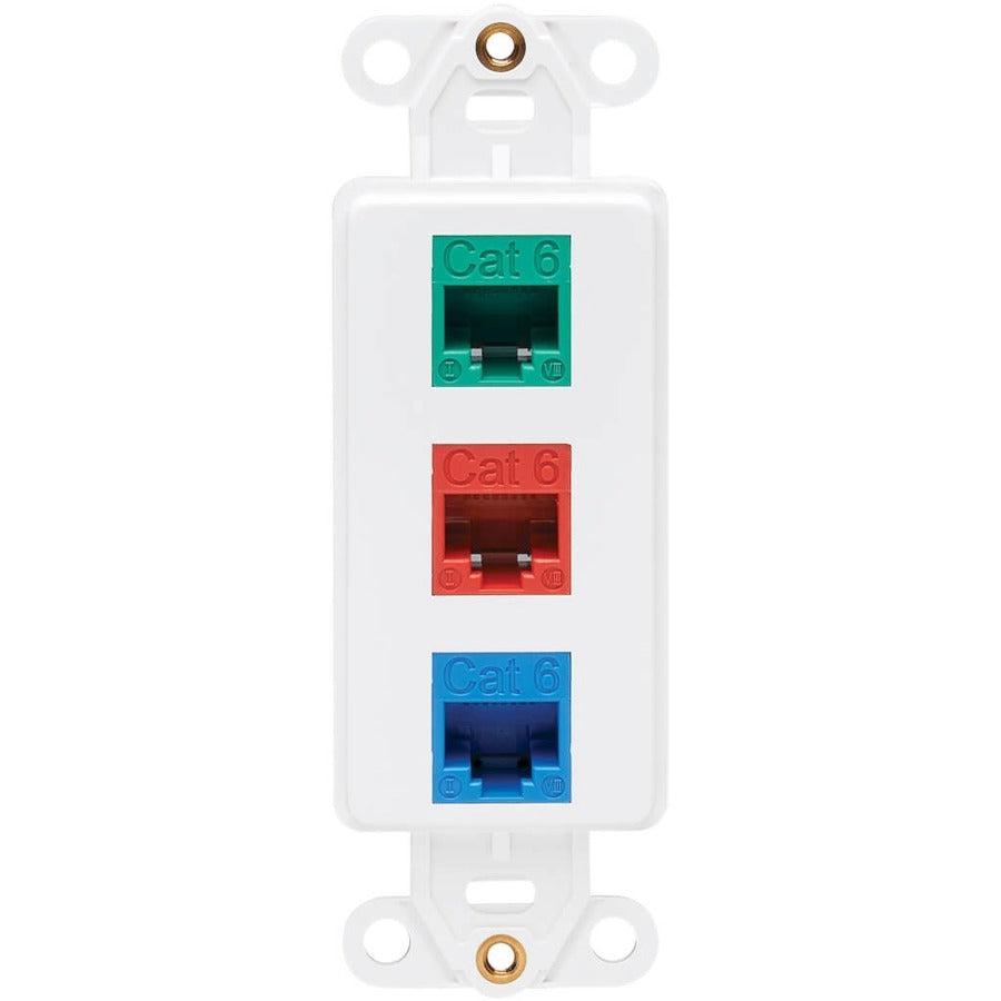 Tripp Lite N042D-003V-Wh Center Plate Insert, Decora Style - Vertical, 3 Ports