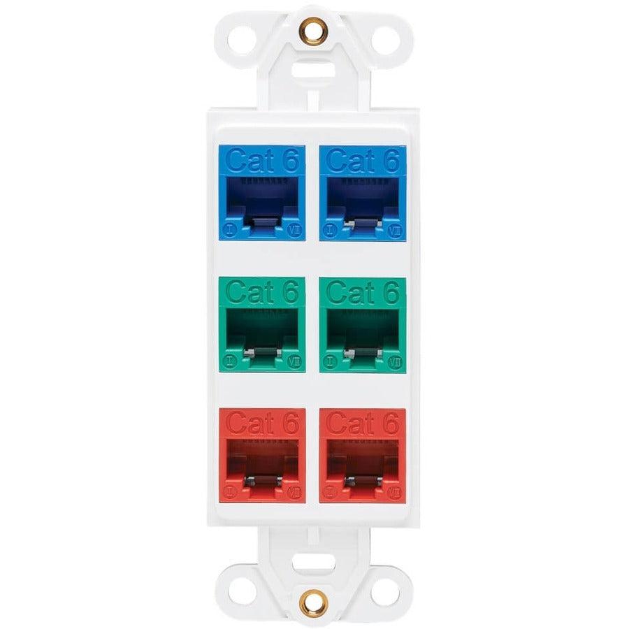 Tripp Lite N042D-006V-Wh Center Plate Insert, Decora Style - Vertical, 6 Ports