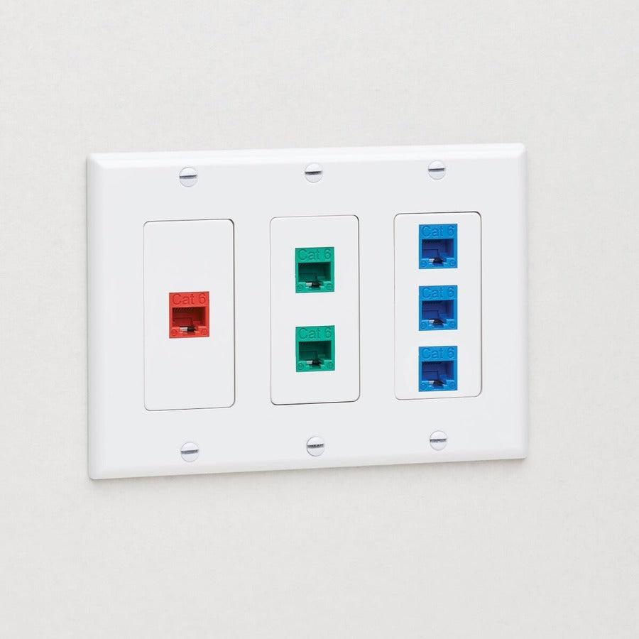 Tripp Lite N042D-300-Wh Triple-Gang Faceplate, Decora Style - Vertical, White
