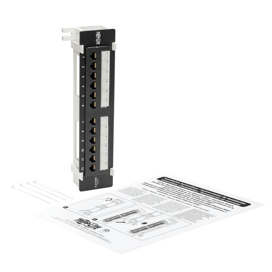 Tripp Lite N050-P12 Cat5E Wall-Mount 12-Port Patch Panel - Poe+ Compliant, 110/Krone, 568A/B, Rj45 Ethernet, Taa