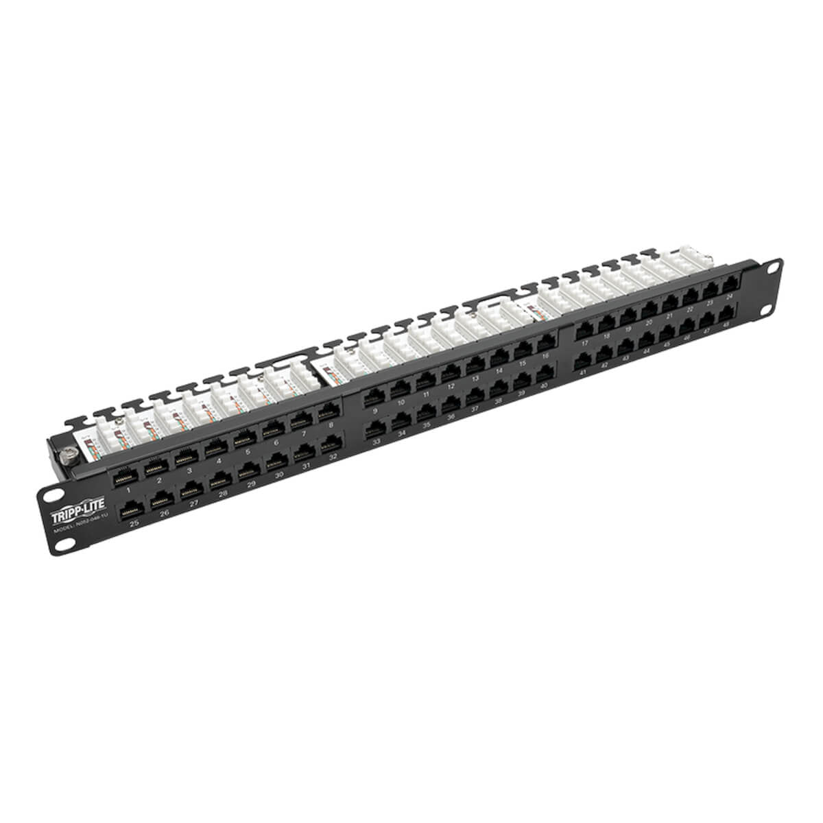 Tripp Lite N052-048-1U 48-Port 1U Rack-Mount High-Density Utp 110-Type Patch Panel, Rj45 Ethernet, 568B, Cat5/5E, Taa