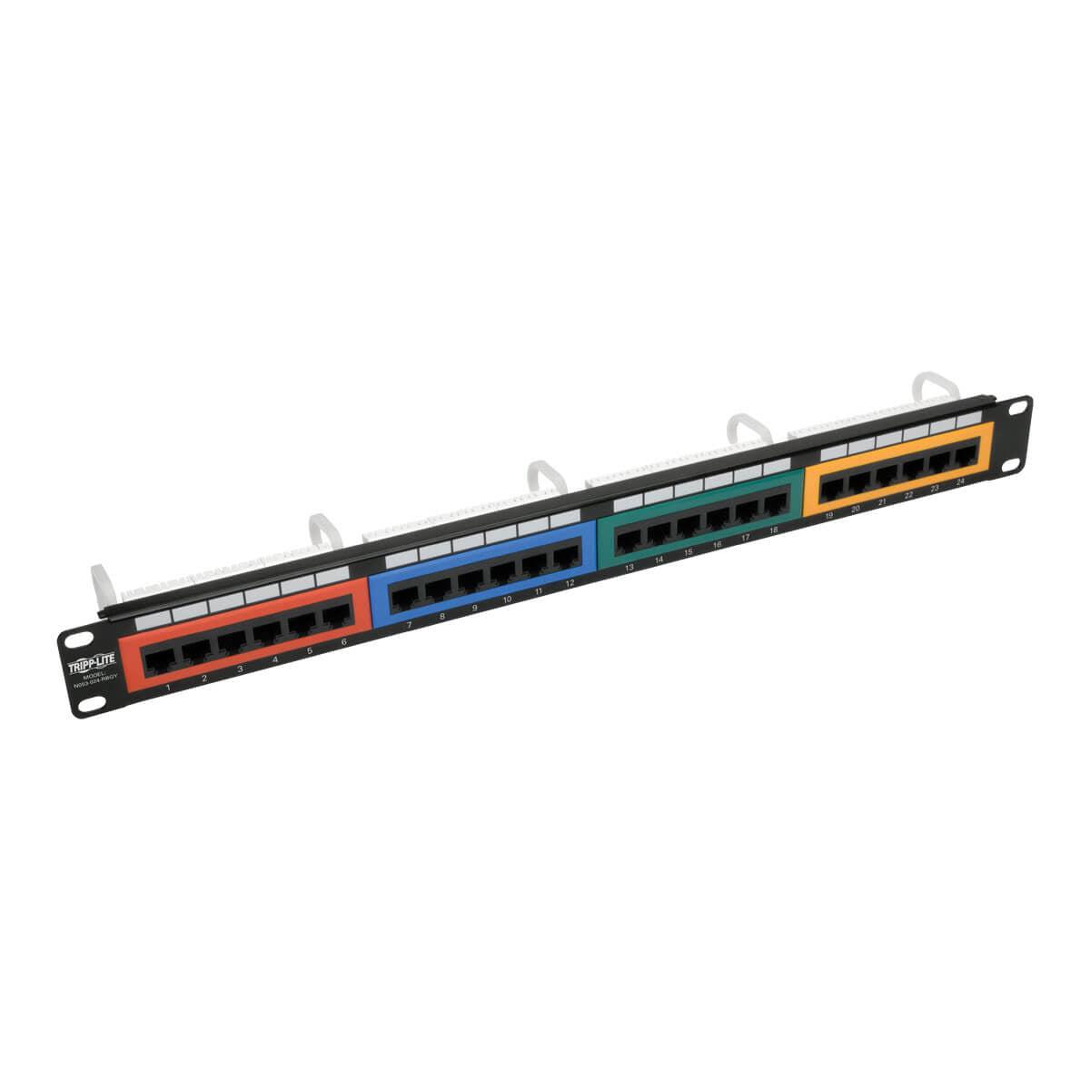 Tripp Lite N053-024-Rbgy 24-Port 1U Rack-Mount 110-Type Color-Coded Patch Panel, Rj45 Ethernet, 568B, Cat5/5E