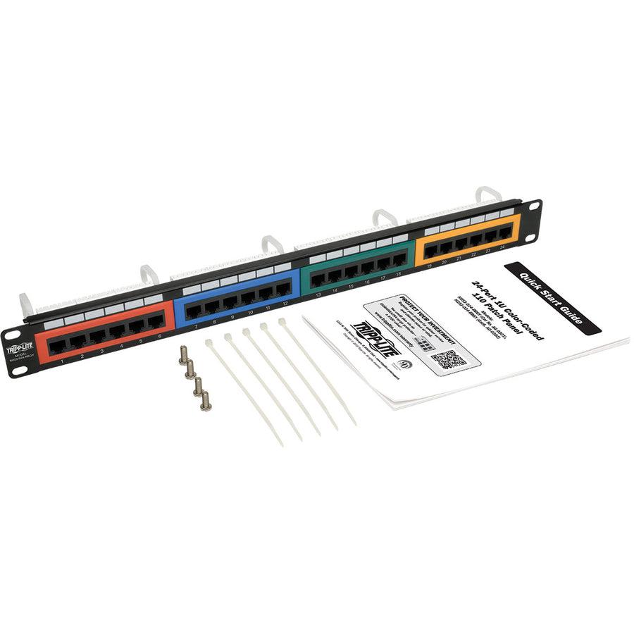 Tripp Lite N053-024-Rbgy 24-Port 1U Rack-Mount 110-Type Color-Coded Patch Panel, Rj45 Ethernet, 568B, Cat5/5E