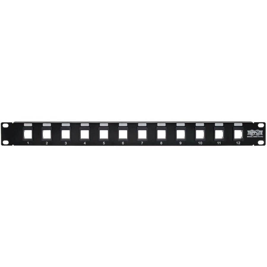 Tripp Lite N062-012-Kj 12-Port 1U Rack-Mount Unshielded Blank Keystone/Multimedia Patch Panel, Rj45 Ethernet, Usb, Hdmi, Cat5E/6