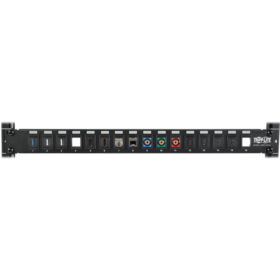 Tripp Lite N062-016-Kj 16-Port 1U Rack-Mount Unshielded Blank Keystone/Multimedia Patch Panel, Rj45 Ethernet, Usb, Hdmi, Cat5E/6