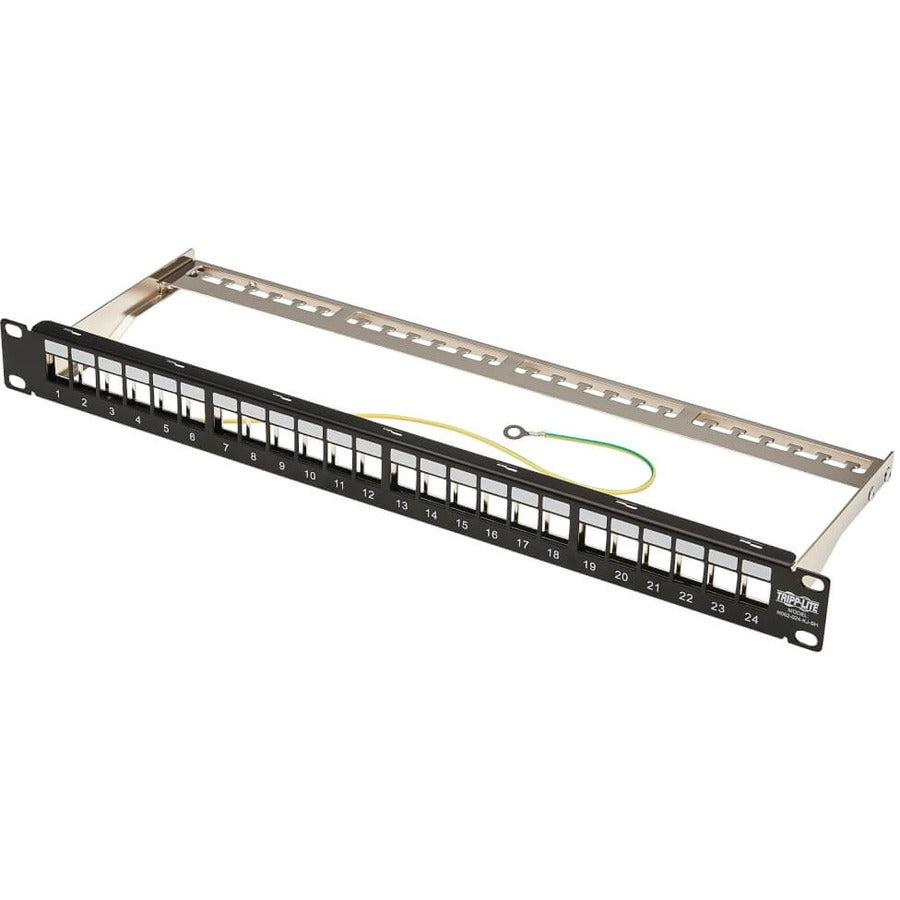 Tripp Lite N062-024-Kj-Sh 24-Port 1U Rack-Mount Shielded Blank Keystone/Multimedia Patch Panel, Rj45 Ethernet, Usb, Hdmi, Cat5E/6, Taa