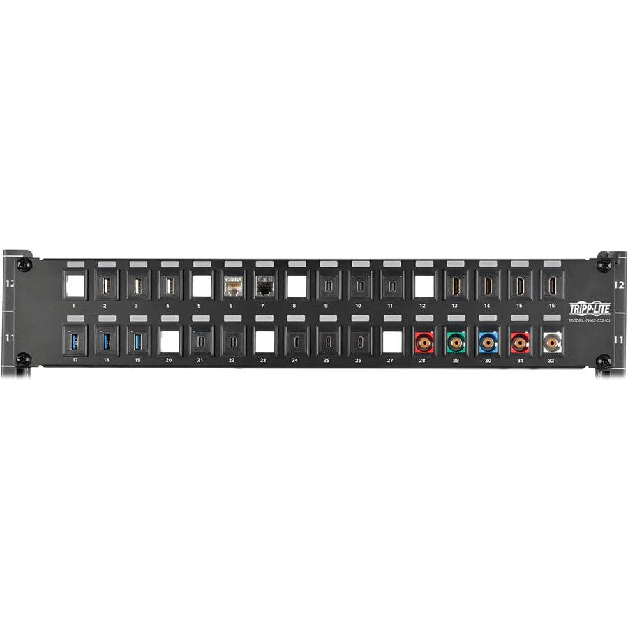 Tripp Lite N062-032-Kj 32-Port 2U Rack-Mount Unshielded Blank Keystone/Multimedia Patch Panel, Rj45 Ethernet, Usb, Hdmi, Cat5E/6