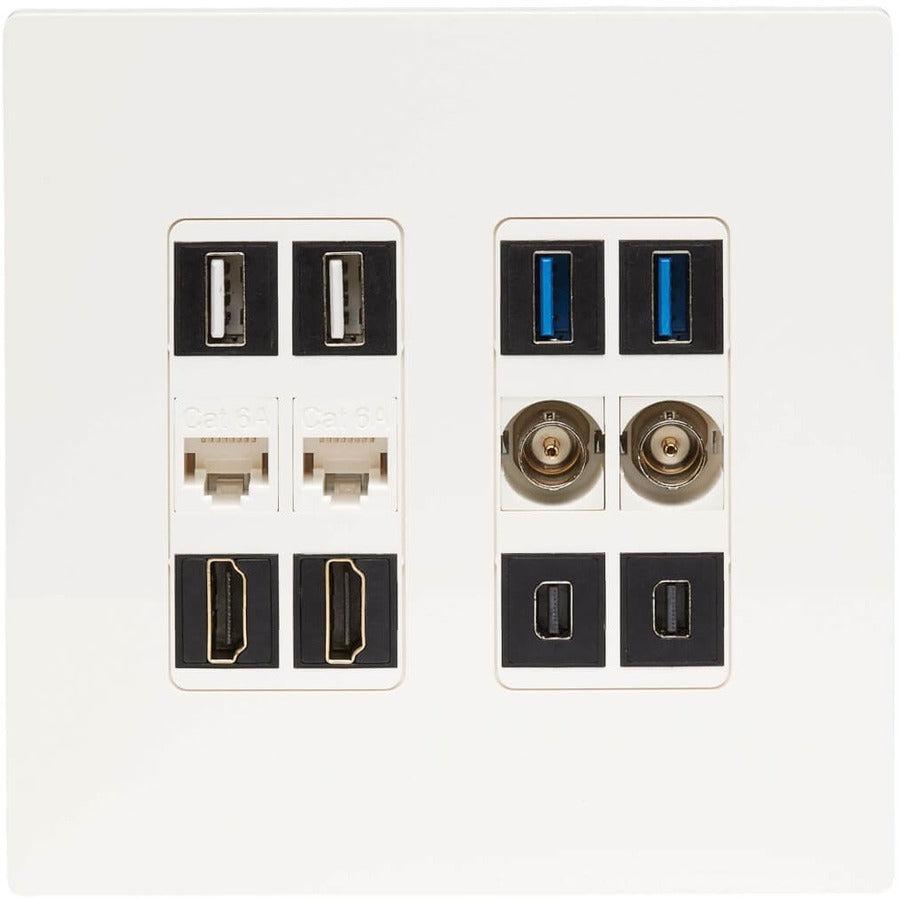 Tripp Lite N080-212 12-Port Keystone Double-Gang Faceplate, White, Taa