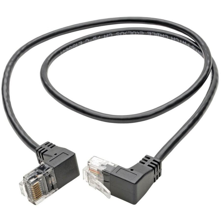 Tripp Lite N201-Sr2-Bk Right-Angle Cat6 Gigabit Snagless Molded Slim Utp Ethernet Cable (Rj45 M/M), Black, 2 Ft. (0.61 M)