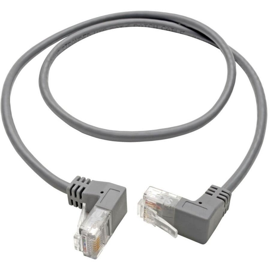 Tripp Lite N201-Sr2-Gy Right-Angle Cat6 Gigabit Snagless Molded Slim Utp Ethernet Cable (Rj45 M/M), Gray, 2 Ft. (0.61 M)