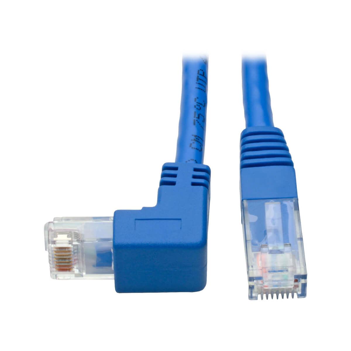 Tripp Lite N204-001-Bl-Dn Down-Angle Cat6 Gigabit Molded Utp Ethernet Cable (Rj45 Right-Angle Down M To Rj45 M), Blue, 1 Ft. (0.31 M)