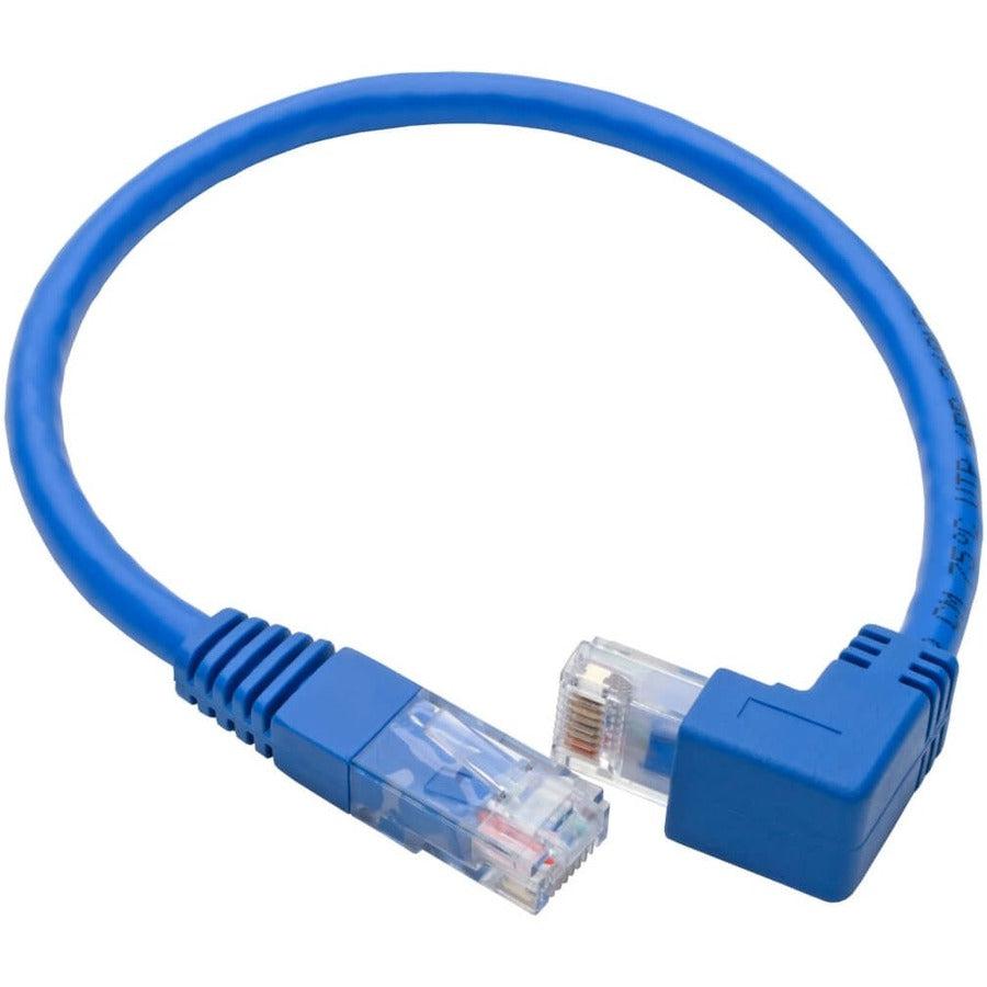Tripp Lite N204-001-Bl-Dn Down-Angle Cat6 Gigabit Molded Utp Ethernet Cable (Rj45 Right-Angle Down M To Rj45 M), Blue, 1 Ft. (0.31 M)