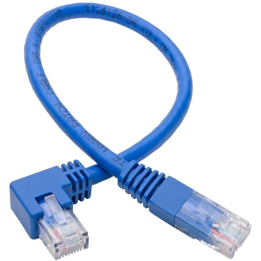 Tripp Lite N204-001-Bl-Ra Right-Angle Cat6 Gigabit Molded Utp Ethernet Cable (Rj45 Right-Angle M To Rj45 M), Blue, 1 Ft. (0.31 M)