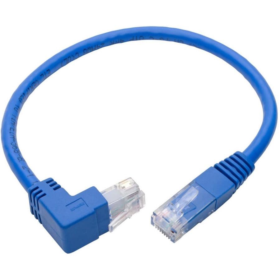 Tripp Lite N204-001-Bl-Up Up-Angle Cat6 Gigabit Molded Utp Ethernet Cable (Rj45 Right-Angle Up M To Rj45 M), Blue, 1 Ft. (0.31 M)