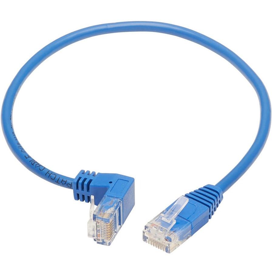 Tripp Lite N204-S01-Bl-Dn Down-Angle Cat6 Gigabit Molded Slim Utp Ethernet Cable (Rj45 Right-Angle Down M To Rj45 M), Blue, 1 Ft. (0.31 M)