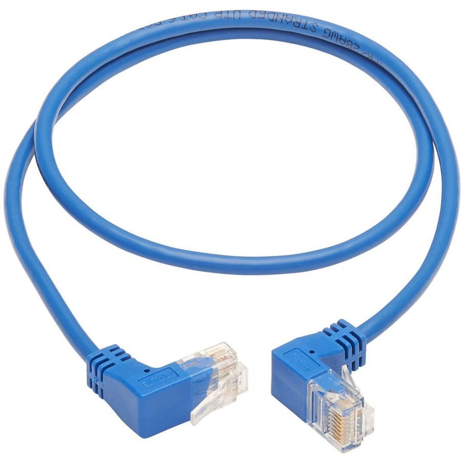 Tripp Lite N204-S02-Bl-Ud Up/Down-Angle Cat6 Gigabit Molded Slim Utp Ethernet Cable (Rj45 Up-Angle M To Rj45 Down-Angle M), Blue, 2 Ft. (0.61 M)
