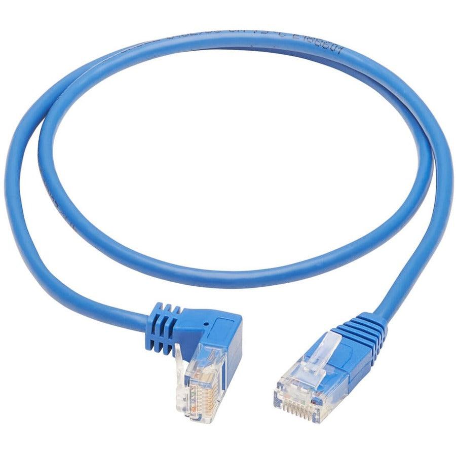 Tripp Lite N204-S03-Bl-Dn Down-Angle Cat6 Gigabit Molded Slim Utp Ethernet Cable (Rj45 Right-Angle Down M To Rj45 M), Blue, 3 Ft. (0.91 M)