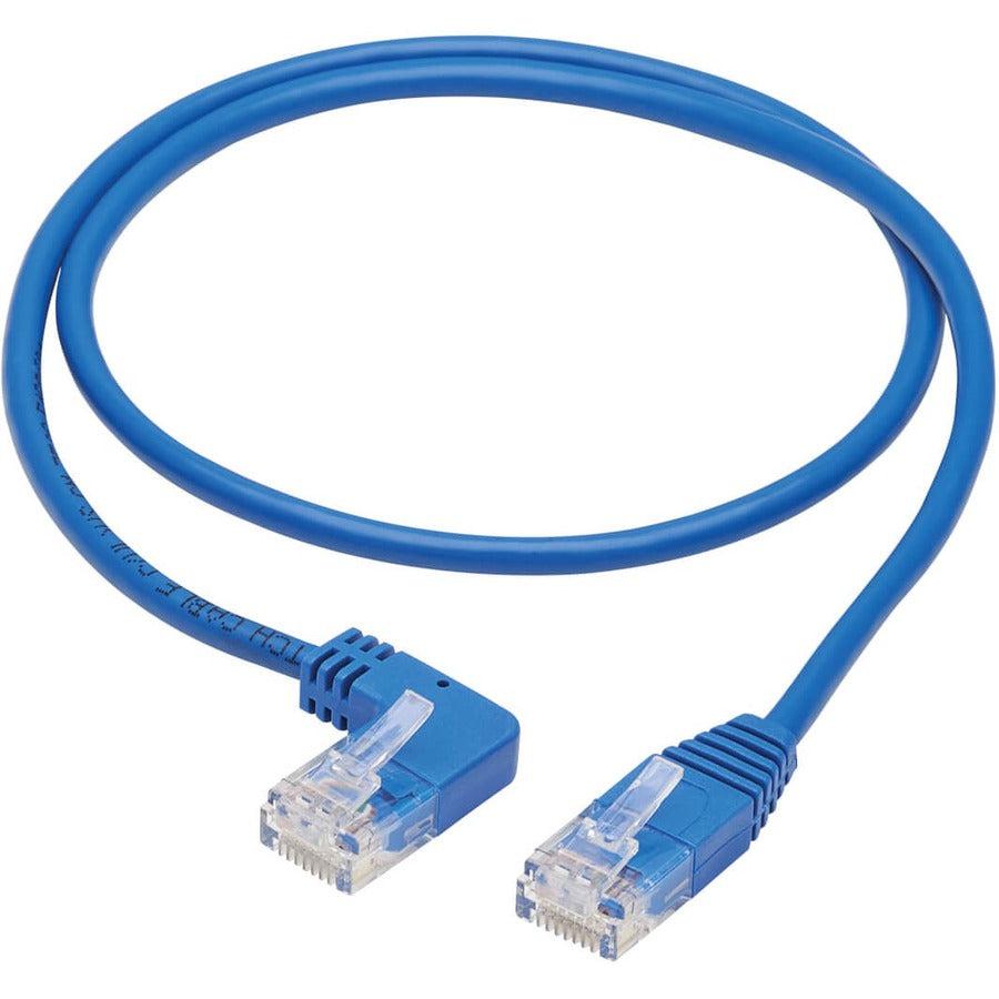 Tripp Lite N204-S03-Bl-La Left-Angle Cat6 Gigabit Molded Slim Utp Ethernet Cable (Rj45 Left-Angle M To Rj45 M), Blue, 3 Ft. (0.91 M)