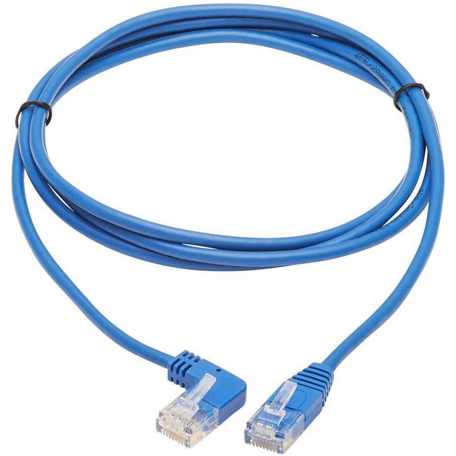 Tripp Lite N204-S05-Bl-La Left-Angle Cat6 Gigabit Molded Slim Utp Ethernet Cable (Rj45 Left-Angle M To Rj45 M), Blue, 5 Ft. (1.52 M)