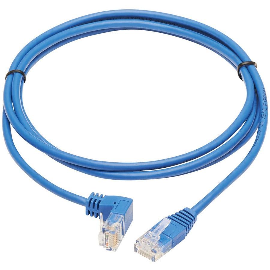 Tripp Lite N204-S07-Bl-Dn Down-Angle Cat6 Gigabit Molded Slim Utp Ethernet Cable (Rj45 Right-Angle Down M To Rj45 M), Blue, 7 Ft. (2.13 M)