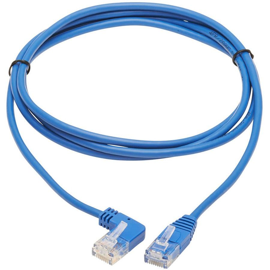 Tripp Lite N204-S07-Bl-La Left-Angle Cat6 Gigabit Molded Slim Utp Ethernet Cable (Rj45 Left-Angle M To Rj45 M), Blue, 7 Ft. (2.13 M)
