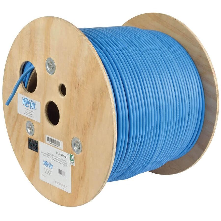 Tripp Lite N223-01K-Bl Cat6A 10G-Certified Solid Core Utp Cmr Pvc Bulk Ethernet Cable, Blue, 1000 Ft. (304.8 M)