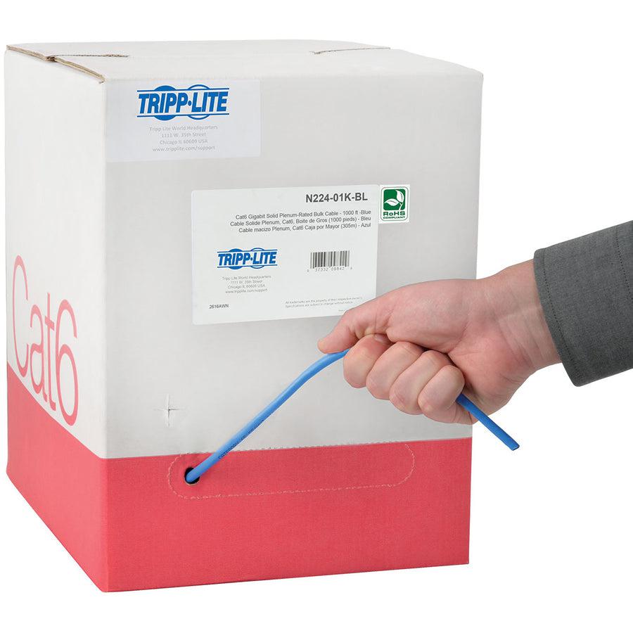 Tripp Lite N224-01K-Bl Cat6 Gigabit Solid Core Plenum-Rated Utp Cmp Pvc Bulk Ethernet Cable, Blue, 1000 Ft. (304.8 M)