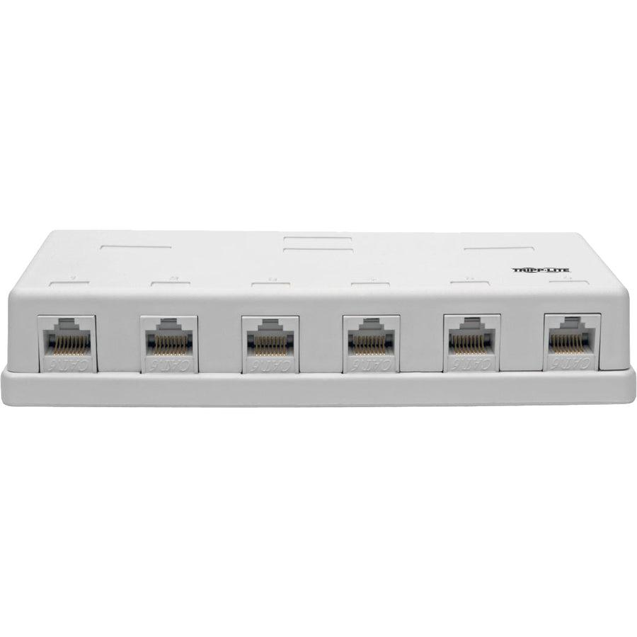 Tripp Lite N236-006-Wh Pre-Configured Unshielded Cat6 6-Port Surface-Mount Box, 110 Idc, Rj45, White