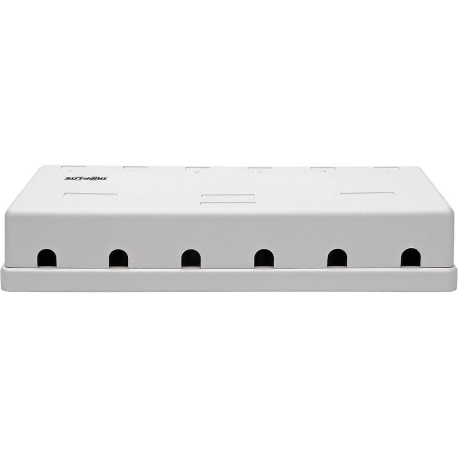 Tripp Lite N236-006-Wh Pre-Configured Unshielded Cat6 6-Port Surface-Mount Box, 110 Idc, Rj45, White