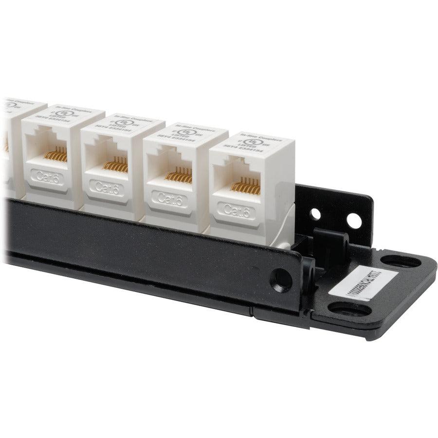 Tripp Lite N250-024-Lp 24-Port Cat6/Cat5 Low Profile Feed-Through Patch Panel, 1U Rack-Mount/Wall-Mount, Taa