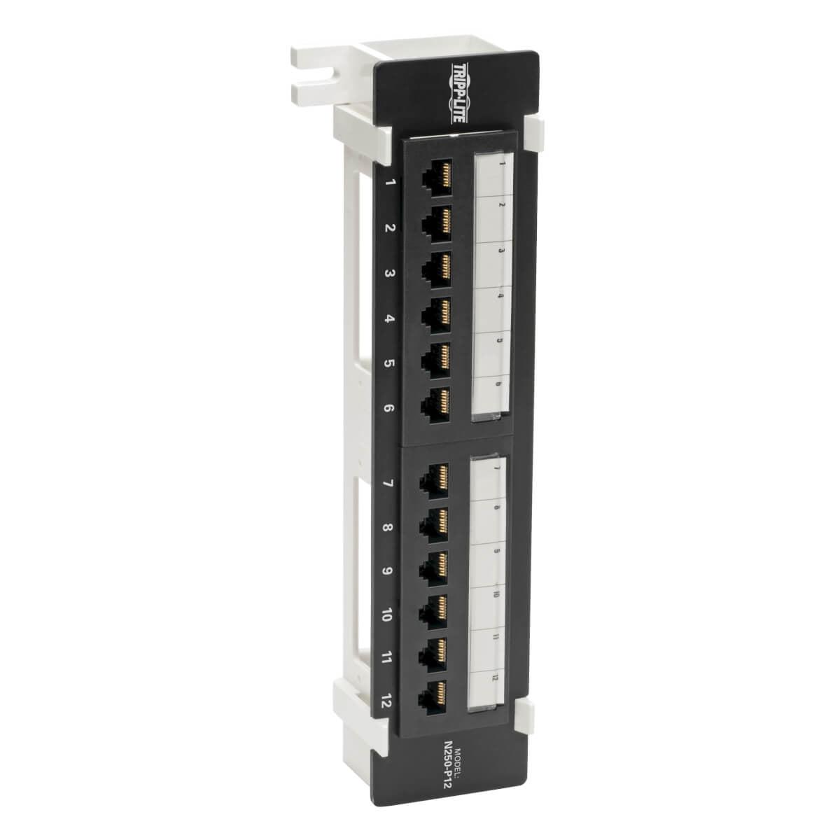 Tripp Lite N250-P12 Cat6 Wall-Mount 12-Port Patch Panel - Poe+ Compliant, 110/Krone, 568A/B, Rj45 Ethernet, Taa