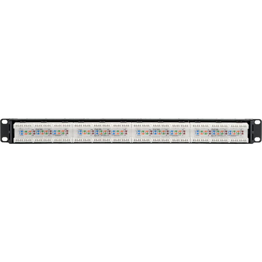 Tripp Lite N252-024-6A 24-Port 1U Rack-Mount Cat6A/Cat6/Cat5E 110 Patch Panel With Cable Management Bar, 110 Punchdown, Rj45, Taa