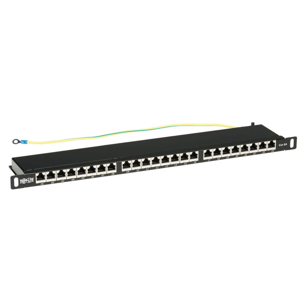 Tripp Lite N252A-024-Hushk Cat6A 24-Port High-Density Shielded Patch Panel - Dual Idc, 568A/B, Rj45 Ethernet, 0.5U Rack-Mount