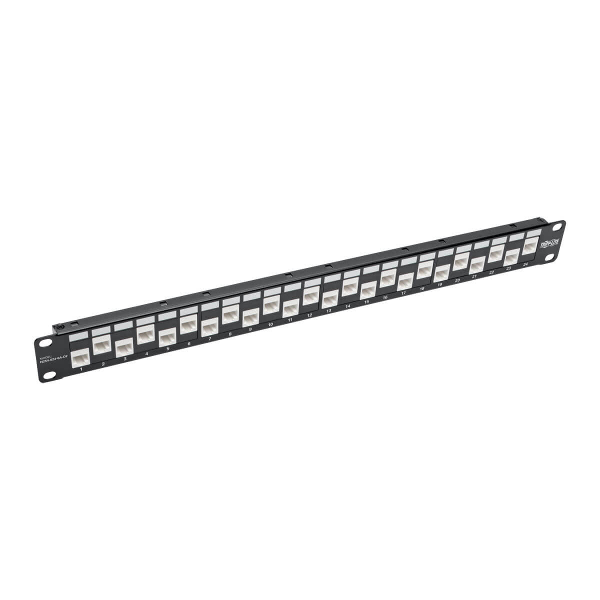 Tripp Lite N254-024-6A-Of 24-Port 1U Rack-Mount Cat6A/Cat6/Cat5E Offset Feed-Through Patch Panel With Cable Management Bar, Rj45 Ethernet, Taa