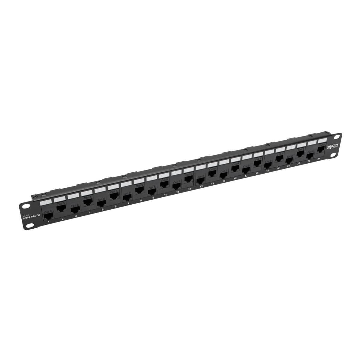 Tripp Lite N254-024-Of 24-Port 1U Rack-Mount Cat5E/6 Offset Feed-Through Patch Panel With Cable Management Bar, Rj45 Ethernet, Taa