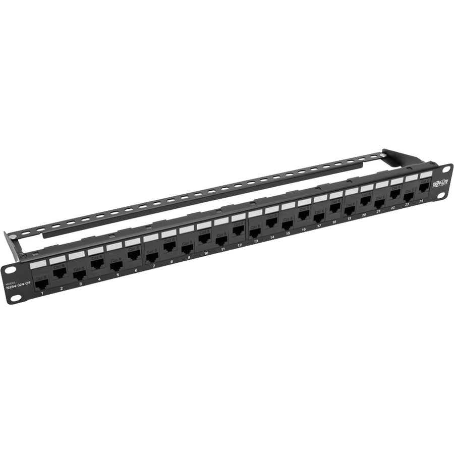Tripp Lite N254-024-Of 24-Port 1U Rack-Mount Cat5E/6 Offset Feed-Through Patch Panel With Cable Management Bar, Rj45 Ethernet, Taa