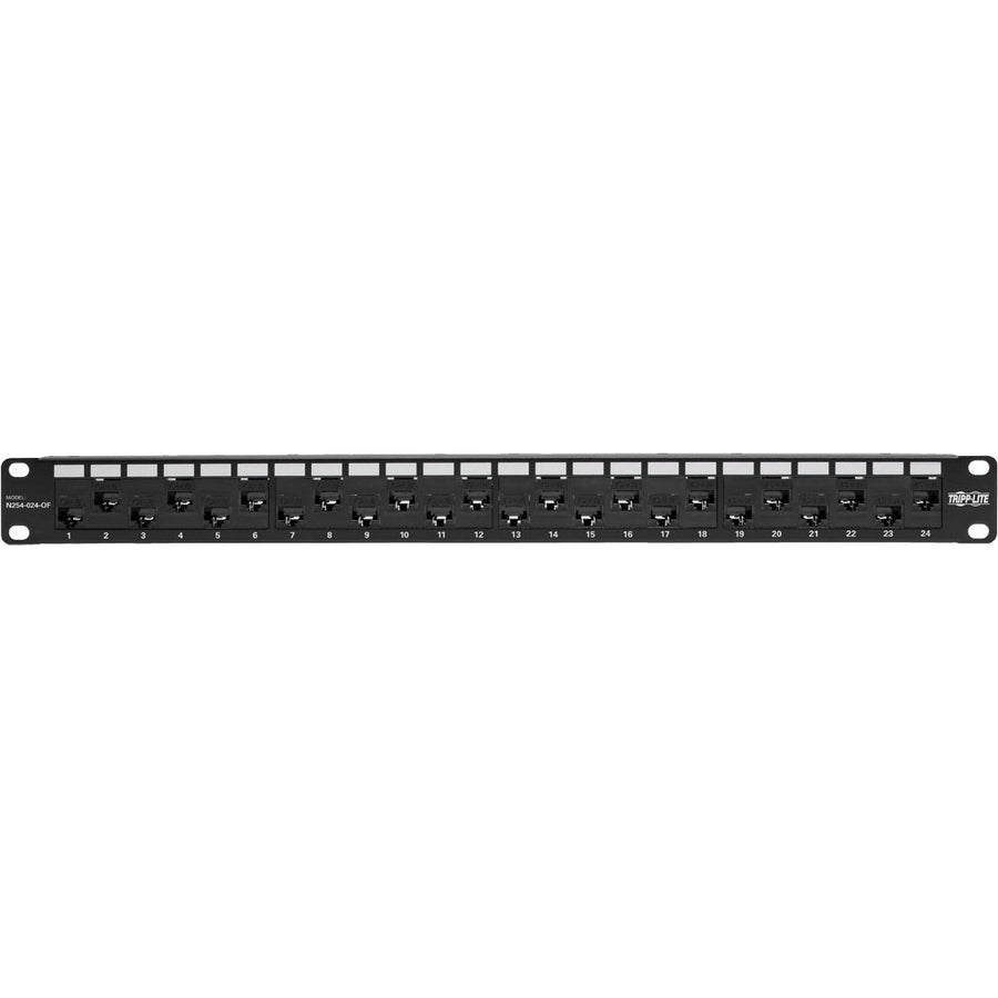 Tripp Lite N254-024-Of 24-Port 1U Rack-Mount Cat5E/6 Offset Feed-Through Patch Panel With Cable Management Bar, Rj45 Ethernet, Taa