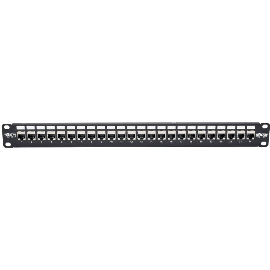 Tripp Lite N254-024-Sh-6A 24-Port 1U Rack-Mount Stp Shielded Cat6A Feedthrough Patch Panel, Rj45 Ethernet, Taa