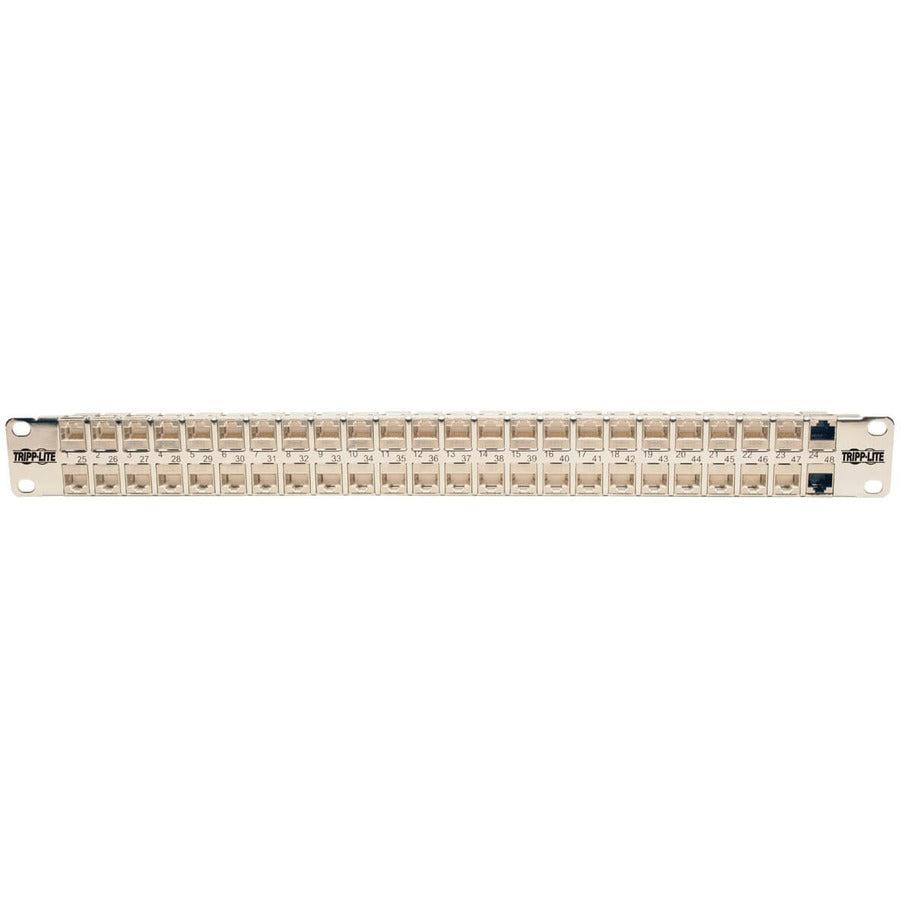 Tripp Lite N254-048-Sh-6A 48-Port 1U Rack-Mount Stp Shielded Cat6A Feedthrough Patch Panel, Rj45 Ethernet, Taa